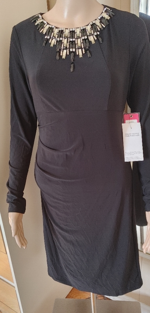 Vince Camuto black embellished dress NWT size 4